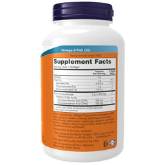 Close-up of NOW Foods Ultra Omega-3 softgels highlighting enteric coating for smoother intake.
