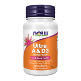NOW Foods Vitamin A and D3 bottle showing 25,000 IU and 1,000 IU labels for eye and bone support