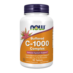 NOW Foods Vitamin C-1000 with bioflavonoids tablets in bottle for daily immune support