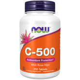 NOW Foods Vitamin C-500 with Rose Hips bottle ready for daily antioxidant support