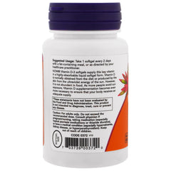 NOW Foods Vitamin D-3 3-pack packaging on shelf offers value.