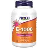 NOW Foods Vitamin E-1,000 IU softgels front view highlighting antioxidant support for cellular health