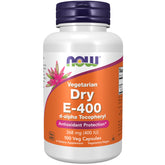 NOW Foods Vitamin E 400 IU bottle label highlighting antioxidant support