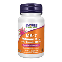 NOW Foods Vitamin K2 MK-7 bottle label shows extra strength formula