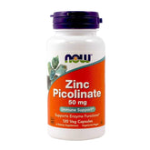 NOW Foods Zinc Picolinate 50 mg bottle front with 120 capsules for daily support