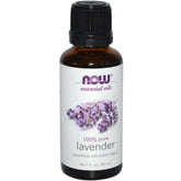 NOW Foods lavender oil bottle 1 oz for soothing aromatherapy.