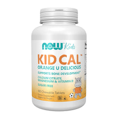 NOW Foods Kid Cal chewables bottle with tart orange flavor for daily calcium intake