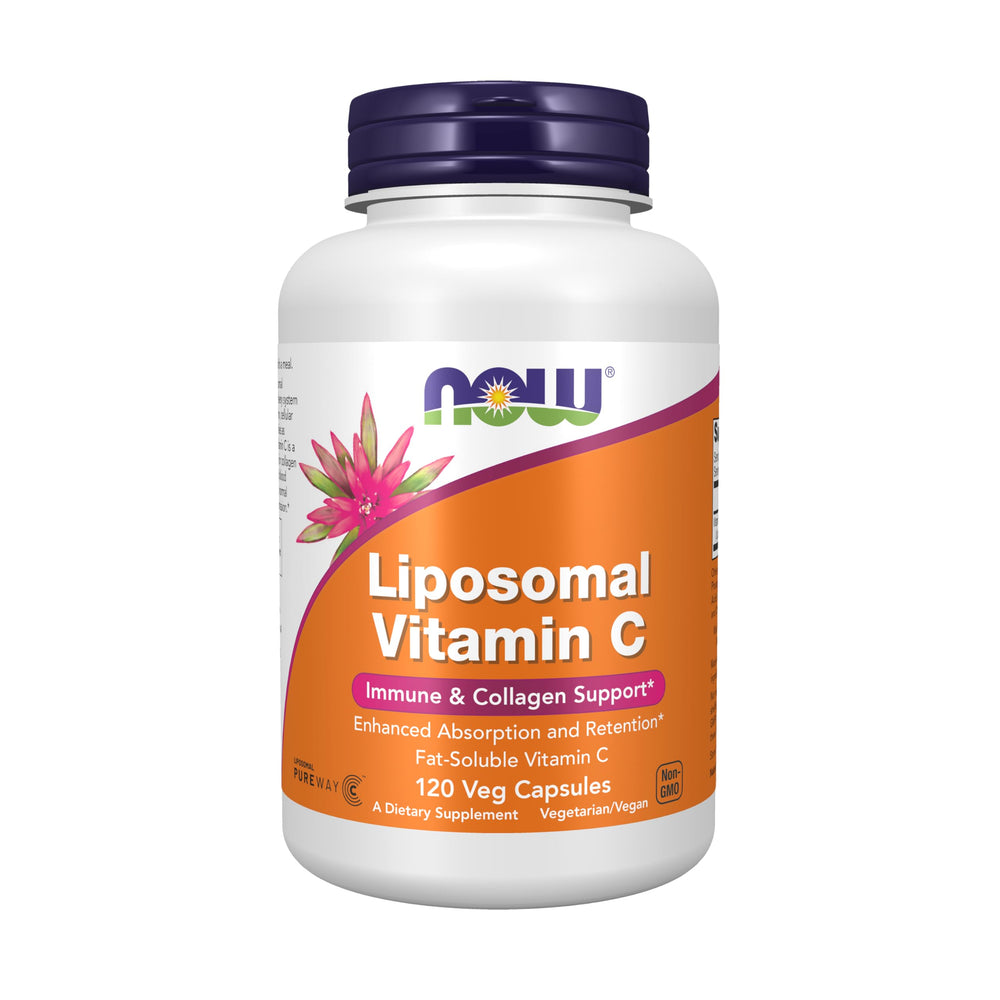 NOW Foods Liposomal Vitamin C bottle on counter suggesting daily immune support