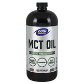 NOW Foods MCT 100% Oil bottle front view emphasizes trusted brand quality