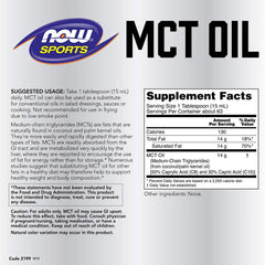 NOW Foods MCT 100% Oil pours smoothly for beverages and meals