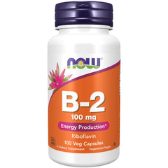 NOW Foods Riboflavin 100 mg bottle supporting everyday energy metabolism.