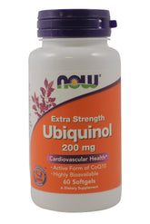 NOW Foods Ubiquinol 200 mg softgels bottle for daily antioxidant support.