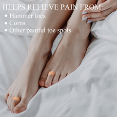 Nuanchu hammer toe pads on toe application demonstrating secure fit