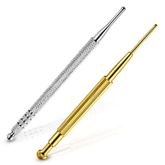 Nuanchu retractable copper probe for precise acupoint targeting during facial massage.