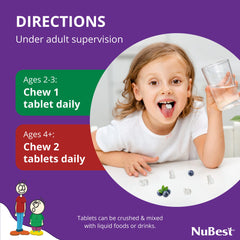 NuBest Tall Kids animal-shaped tablets engage kids during supplementation.