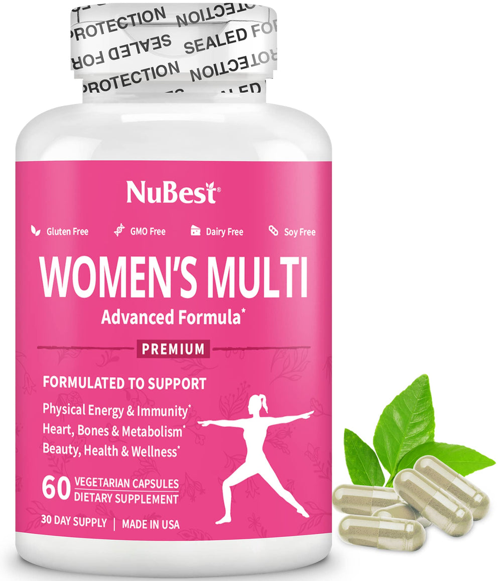 NuBest Women’s Multivitamin bottle with capsules supports daily balance and energy