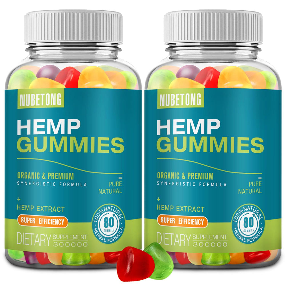 Nubetong hemp gummies in a bottle showing organic extract for daily wellness.