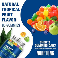 Nubetong hemp gummies, daily pain support, gentle comfort.