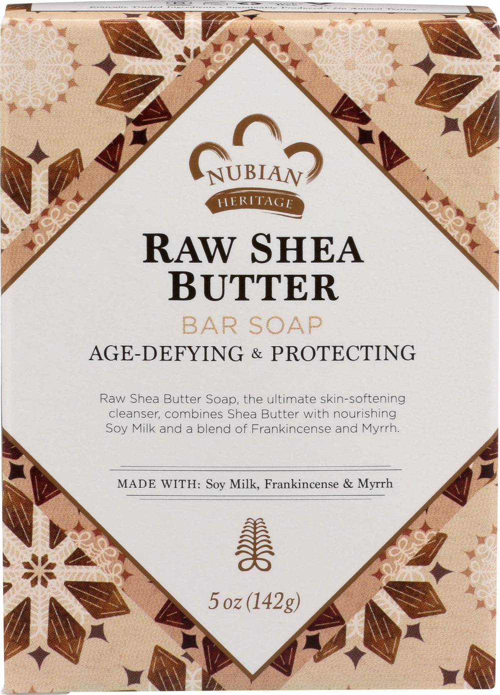 Nubian Heritage barra-shea-manteca-incenso-mirra para piel suave y nutrida.