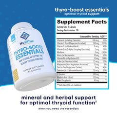 NuEthix Thyro-Boost Essentials packaging label indicating non-GMO and dairy-free