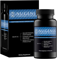 Nugenix Cortisol Control capsules close-up for convenient daily adrenal support