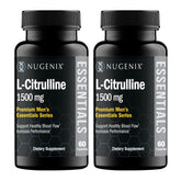 Nugenix Essentials L-Citrulline bottle with 120 capsules for daily blood flow support.