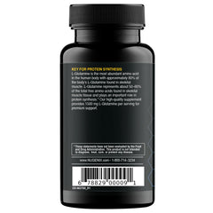 Serving scene with Nugenix L-Glutamine capsules and glass for intake
