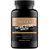 Nugenix Nitric Oxide Booster bottle on a shelf for daily workout support.