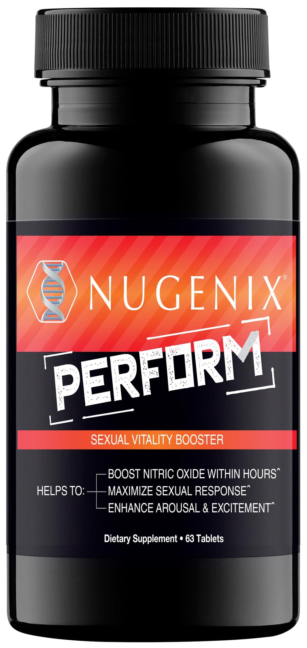 Nugenix Perform bottle top view for daily vitality support