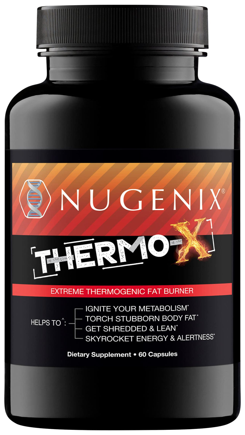Nugenix Thermo-X bottle front showing energy support for workouts