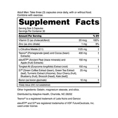 Nugenix Total-T2 label closeup featuring Tesnor and ElevATP blend details
