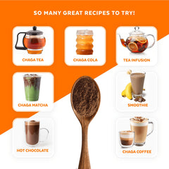 Numami Chaga tea in a cup, ready to enjoy