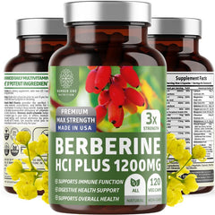 Number One Nutrition N1N Premium Berberine Plus bottle shows 1200mg potency for daily wellness