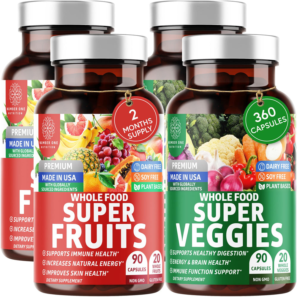 Number One Nutrition N1N Premium Super Fruits and Veggies bottle for daily wellness on the go.