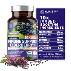 Number One Nutrition Premium 10 in 1 elderberry bottle promoting immune support potential