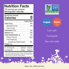 NuNaturals Oat Fiber Powder scoop shows convenient daily fiber in a teaspoon