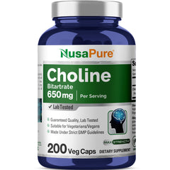 NusaPure choline bottle promotes convenient daily supplementation for vegan users