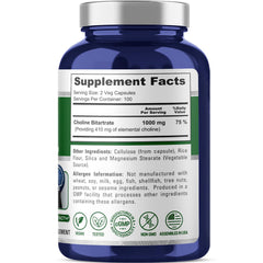 Close-up of NusaPure Choline Bitartrate capsules for easy dosing.