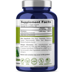 NusaPure Chromium Picolinate capsules close-up for convenient daily use.
