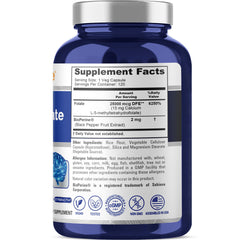 NusaPure L Methylfolate bottle back listing ingredients and vegan-friendly labeling.