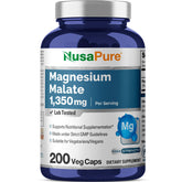 NusaPure Magnesium Malate 1350mg bottle ready for daily supplementation.