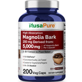 NusaPure Magnolia Bark 20:1 extract bottle and capsules for daily wellness
