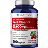 NusaPure Tart Cherry 20:1 bottle promotes daily wellness.