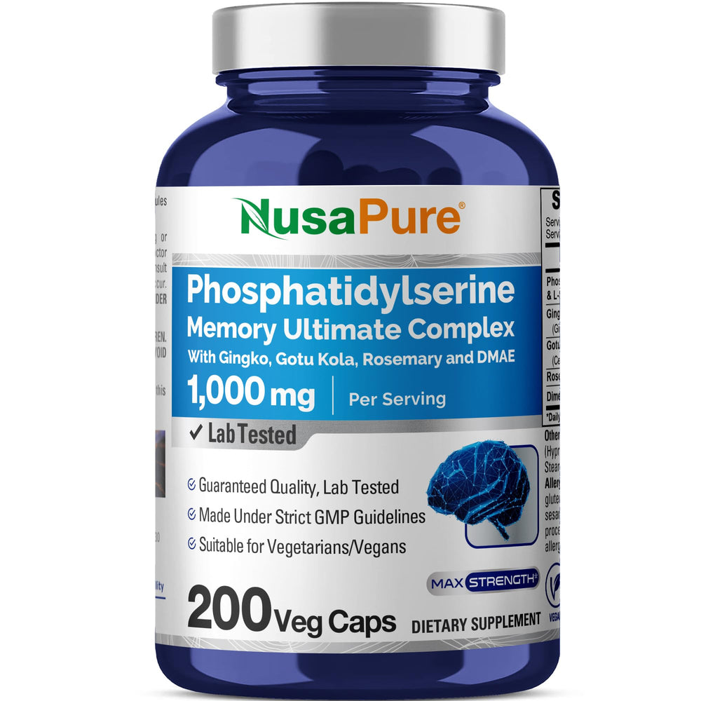NusaPure Phosphatidylserine Memory Ultimate Complex bottle front for daily cognitive support