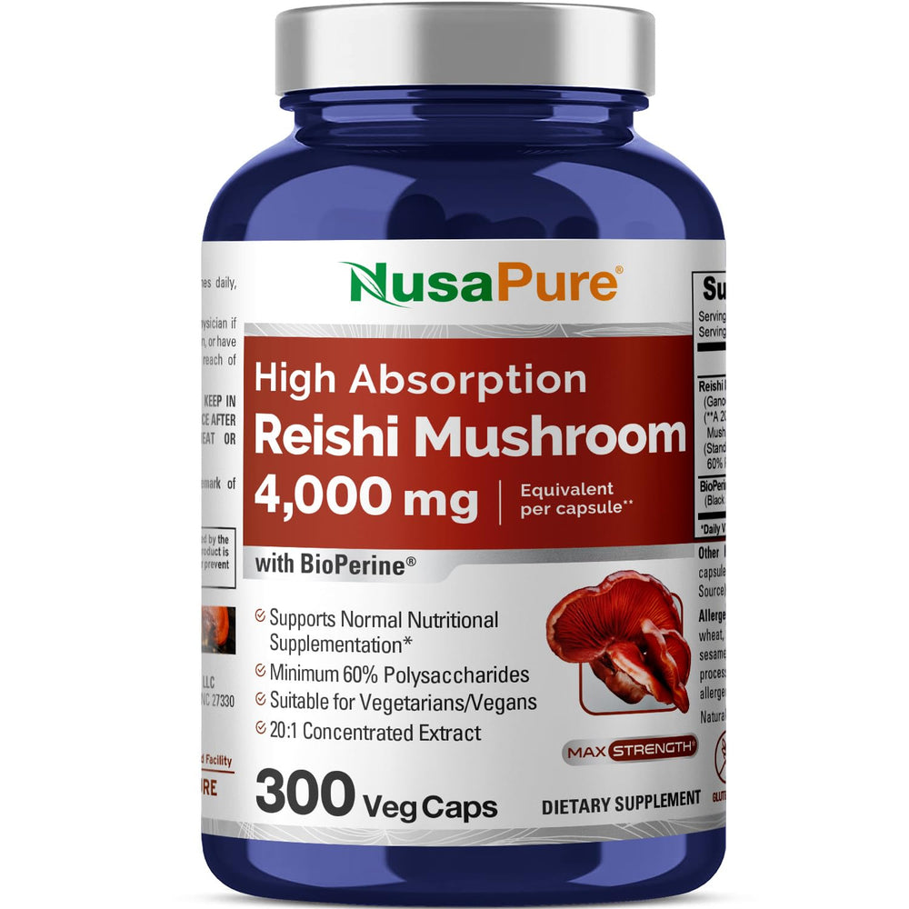 NusaPure Reishi extract bottle front view highlighting high potency formula