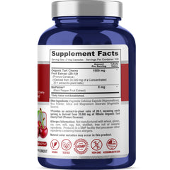 NusaPure Tart Cherry 20:1 capsules close-up shows vegan capsules.