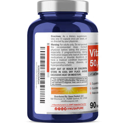 NusaPure Vitamin D3 50,000 IU capsules close-up in veggie form