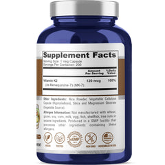 NusaPure K2 MK7 capsules arranged for vegan, soy-free support.