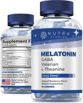 Nutra Florida Melatonin Gummies bottle front showing 10 mg dose for nightly support