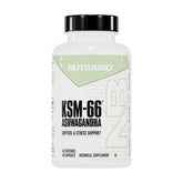 NutraBio Ashwagandha KSM-66 bottle front for stress support and mood balance